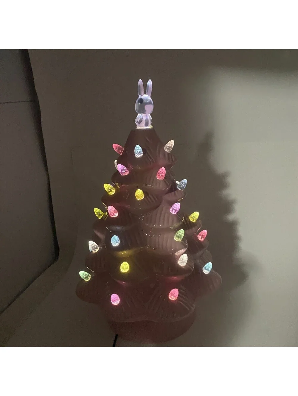 Mr Christmas Mr Cottontail Easter Tree Pink Ceramic 12.5